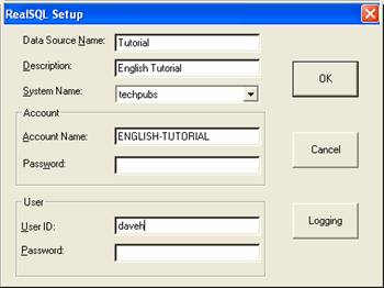 RealSQL Setup dialog