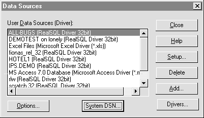 Data Sources dialog