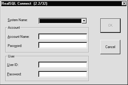 RealSQL Connect dialog