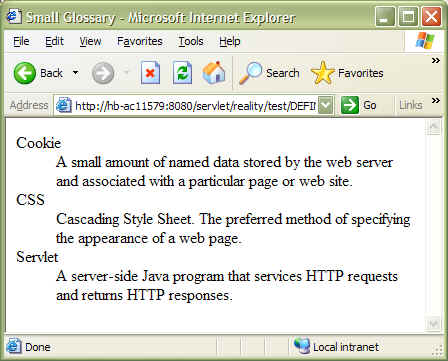Subroutine result in browser