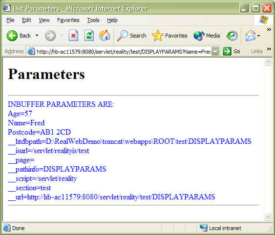 Subroutine result in browser