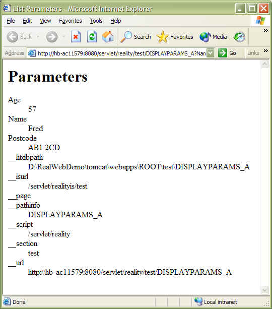Subroutine result in browser