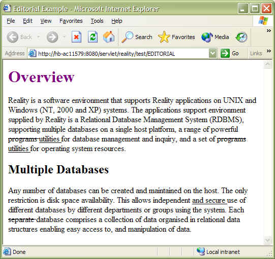 Subroutine result in browser