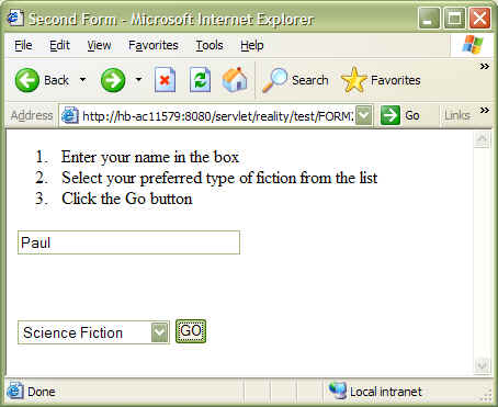 Subroutine result in browser