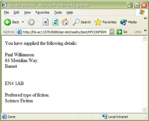 Subroutine result in browser - step 3
