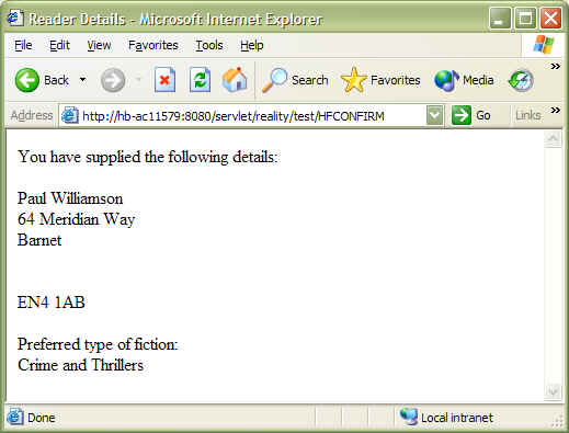 Subroutine result in browser - step 3