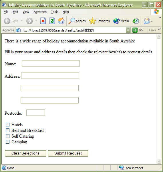 Subroutine result in browser - form