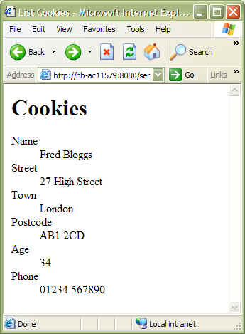 Subroutine result in browser