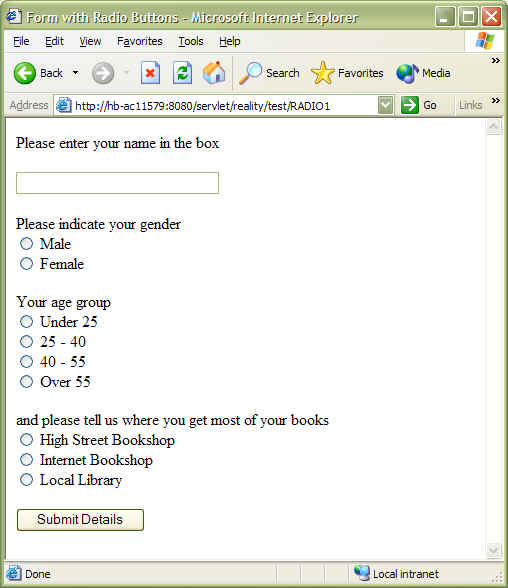 Subroutine result in browser