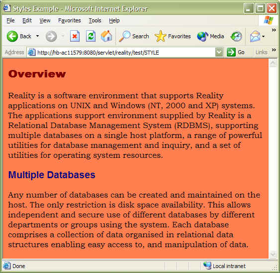 Subroutine result in browser
