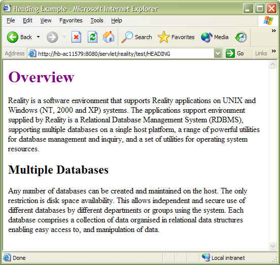 Subroutine result in browser