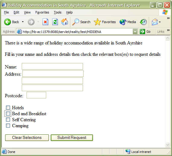 Subroutine result in browser - form